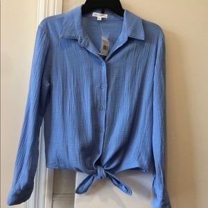 NWT Socialite Front Tie Button Up Top